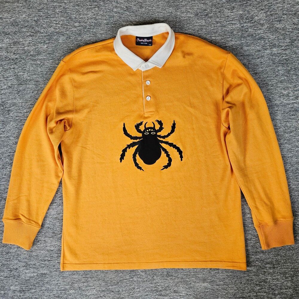 Rowing Blazers New York Spider Rugby Polo Shirt Men's Size XXL Halloween Orange